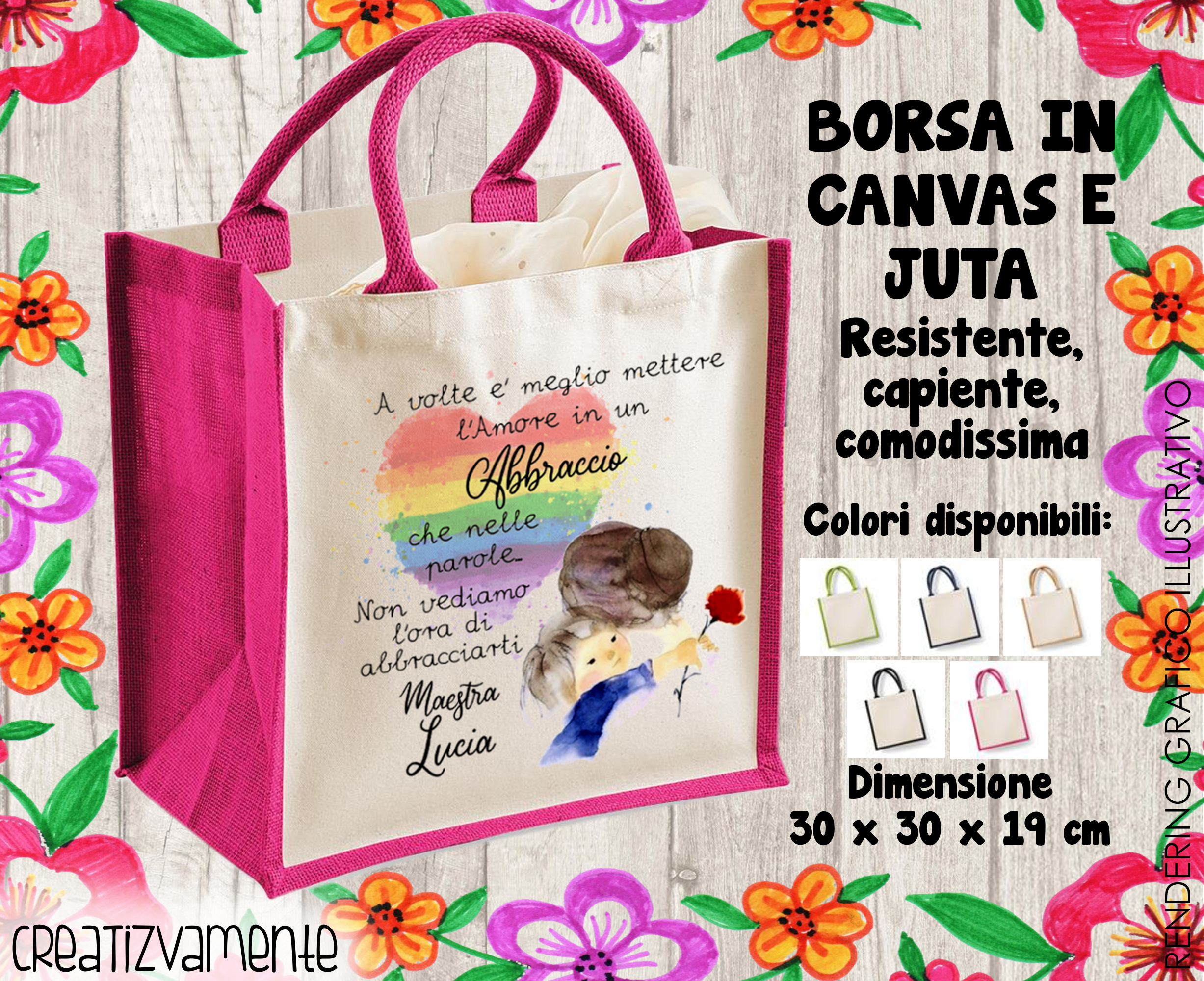 Borsa Juta Maestra Abbraccio – Regali Personalizzati