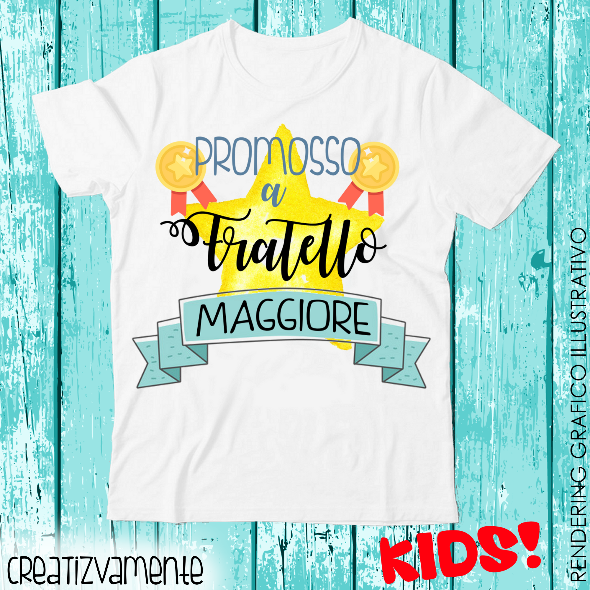 T-shirt bianca bambino Promosso a Fratello Maggiore