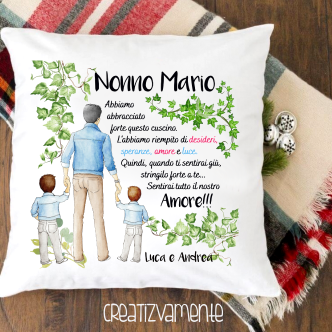 Cuscino Nonno – 2 maschietti – Regali Personalizzati