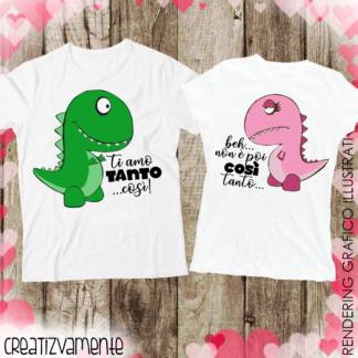 Coppia t-shirt LUI LEI "Dinosauri innamorati"