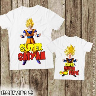 COPPIA t-shirt papà figlio Dragonball Goku Super Saiyan