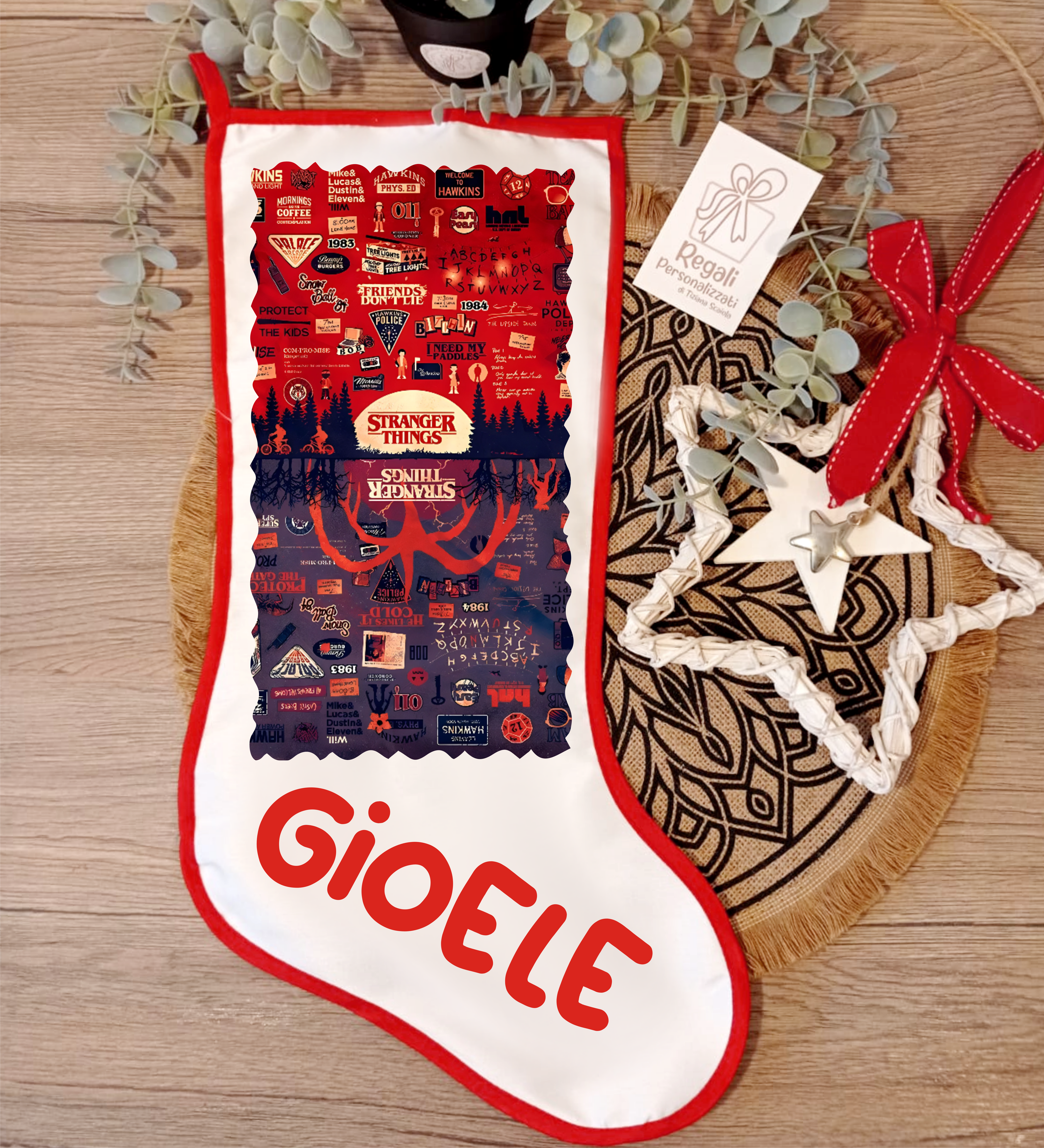 CALZA BEFANA STRANGER THINGS sottosopra personalizzata con nome