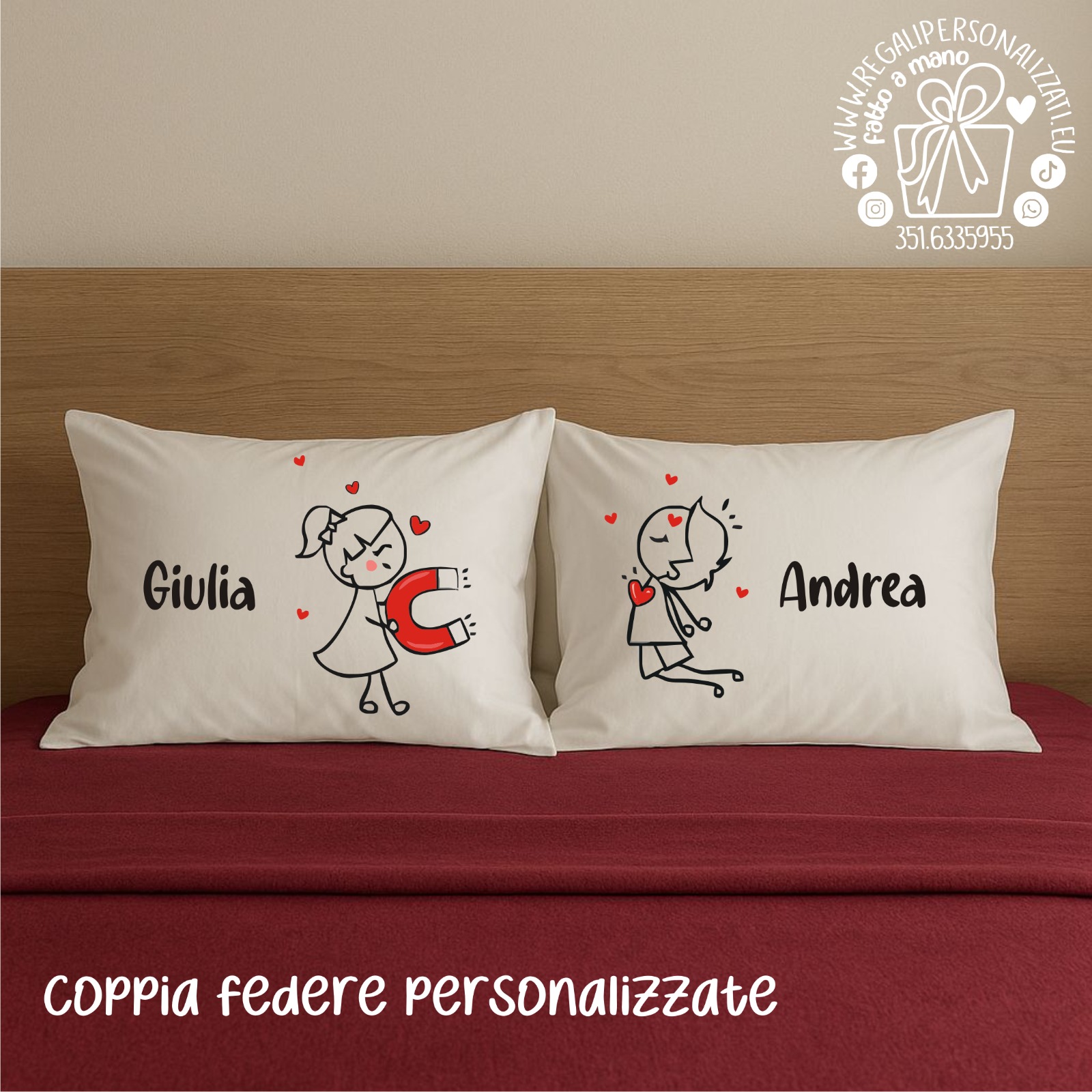 Coppia Federe Letto - Calamite