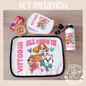 SET MERENDA Paw Patrol Girl Skye - Borraccia, Tovaglietta, Porta merenda