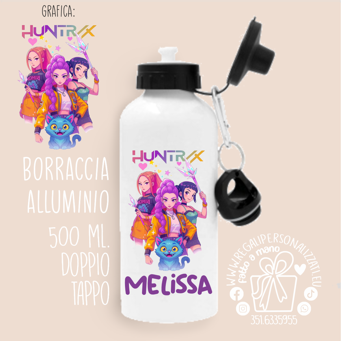 SET MERENDA Huntrix Kpop - Borraccia, Tovaglietta, Porta merenda - immagine 4
