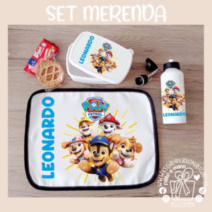 SET MERENDA Paw Patrol Boy - Borraccia, Tovaglietta, Porta merenda