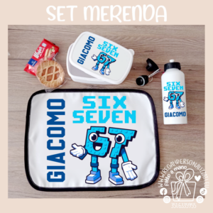 SET MERENDA SIX SEVEN blu- Borraccia, Tovaglietta, Porta merenda