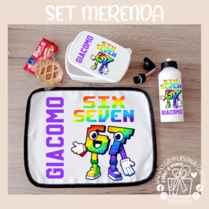 SET MERENDA SIX SEVEN color - Borraccia, Tovaglietta, Porta merenda