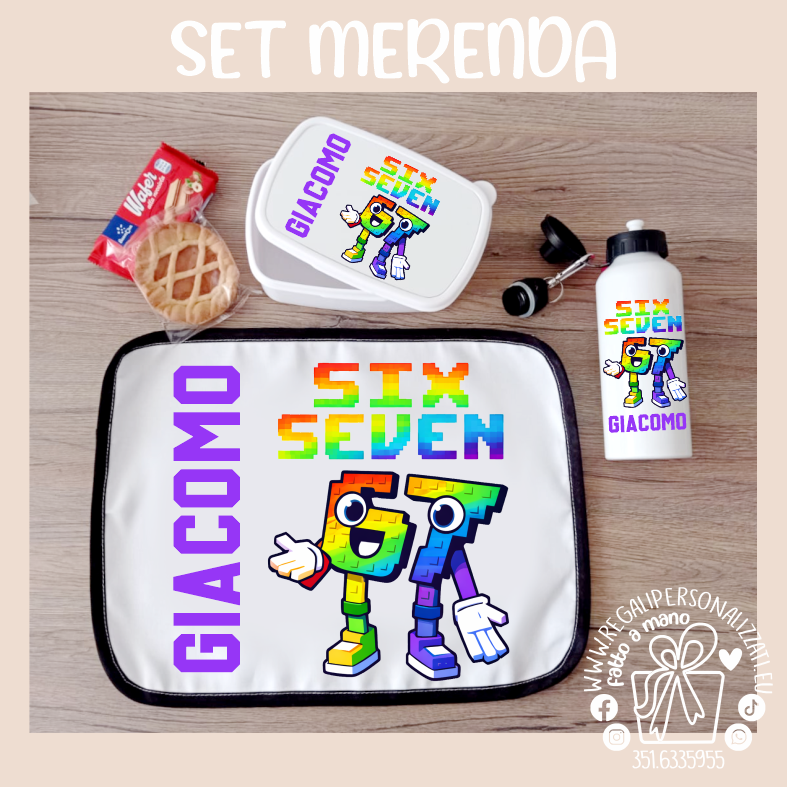 SET MERENDA SIX SEVEN color - Borraccia, Tovaglietta, Porta merenda