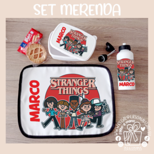 SET MERENDA Stranger Things - Borraccia, Tovaglietta, Porta merenda