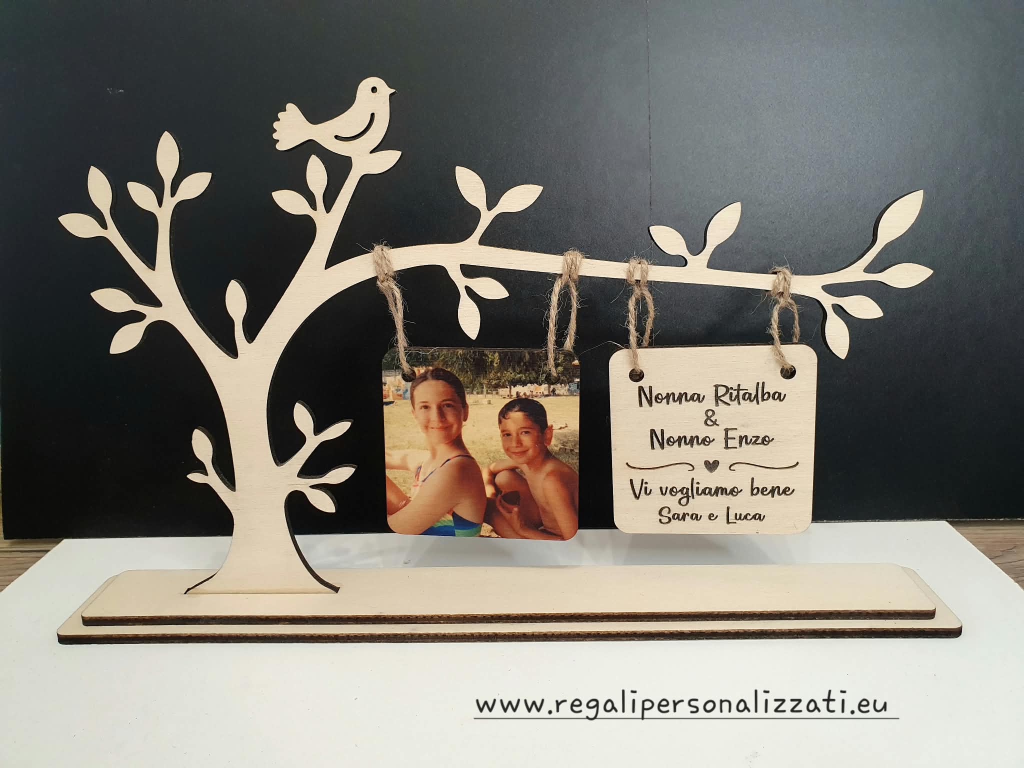Cornice foto albero e uccellino - Nonni