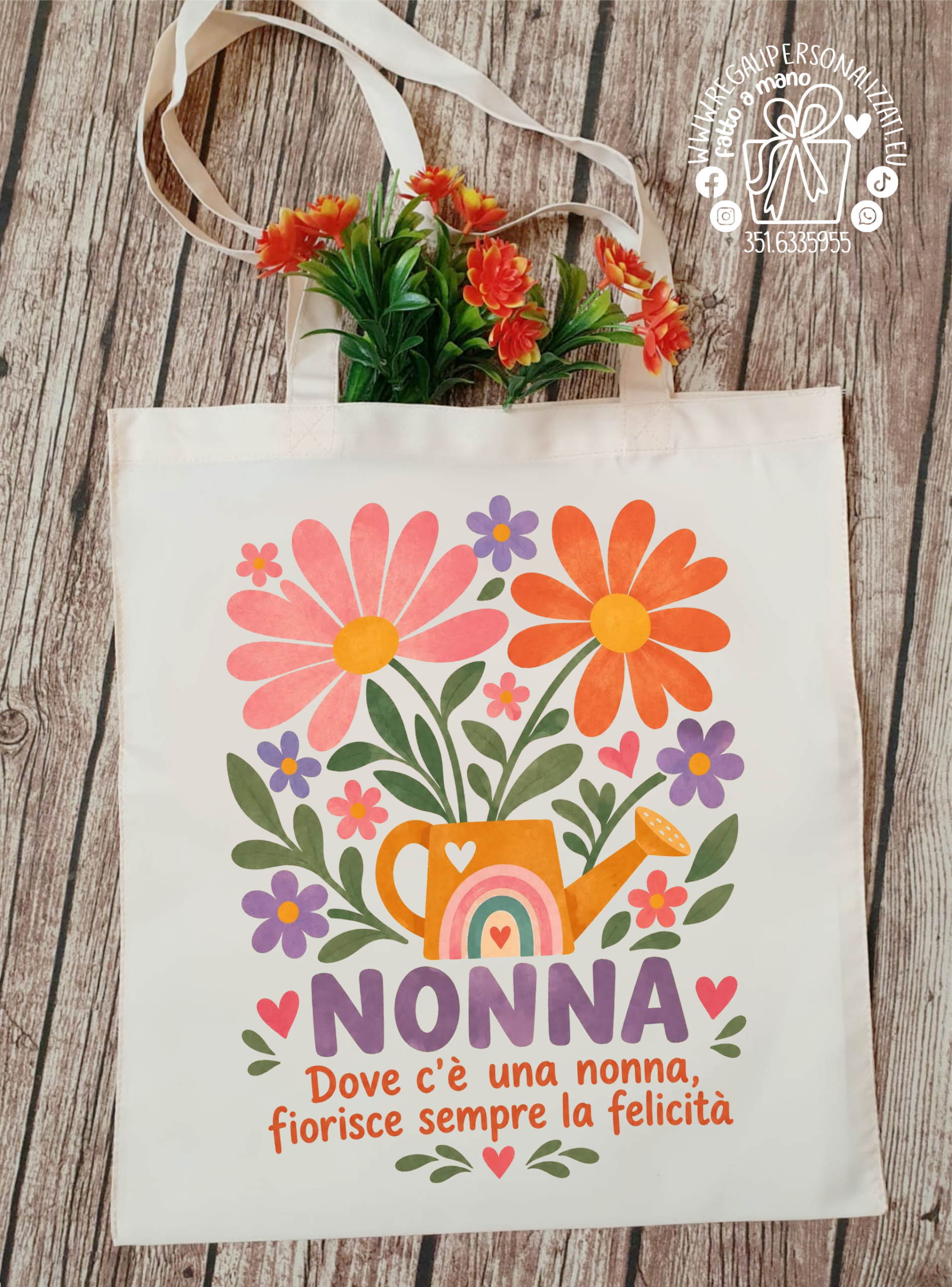 Borsa Shopper Nonna - fiori annaffiatoio