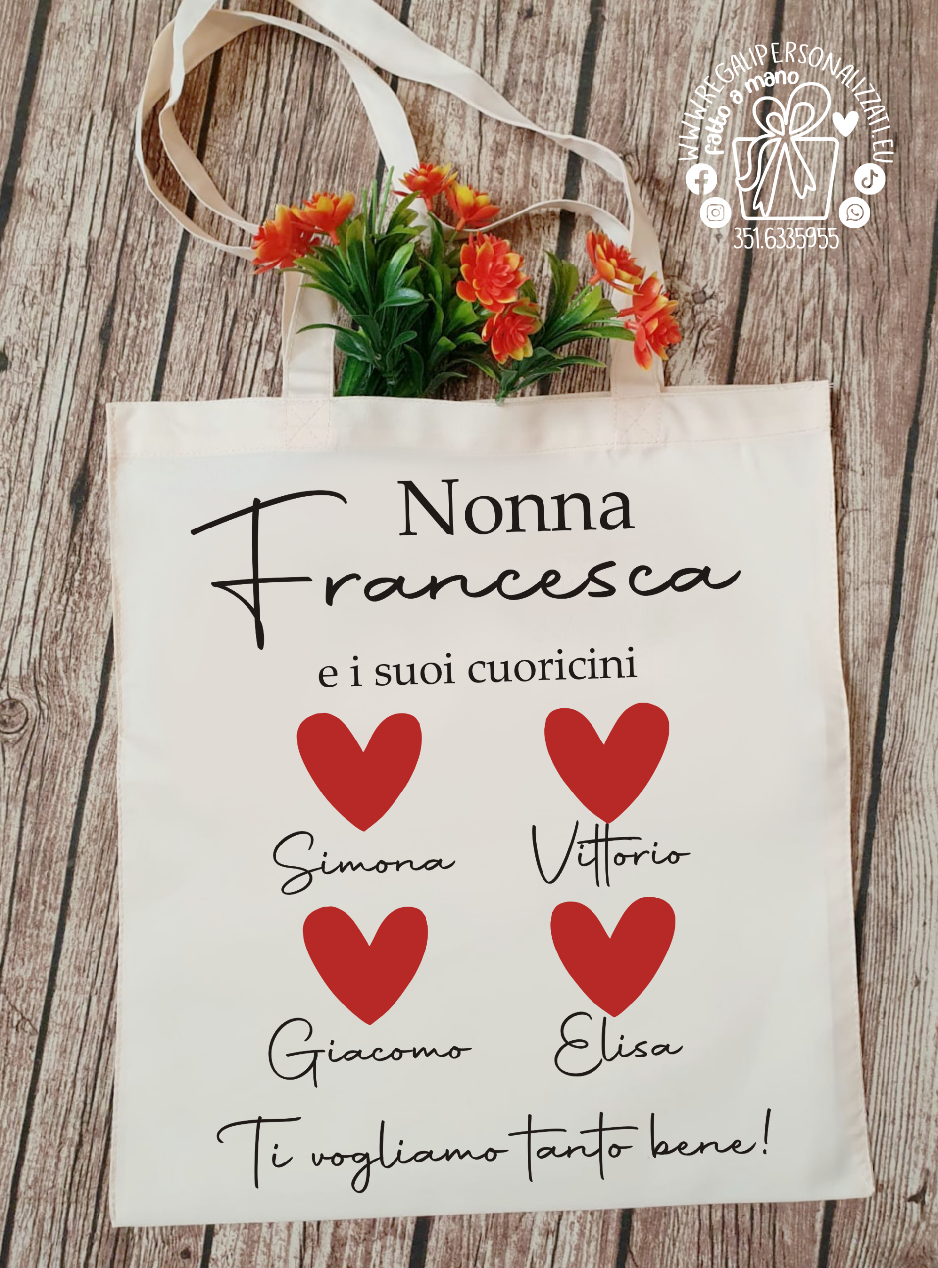 Borsa Shopper Nonna - cuoricini