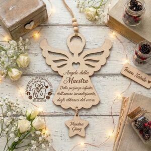 Angelo della Maestra – Decorazione natalizia personalizzata in legno