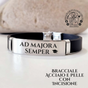 Bracciale acciaio e cuoio - Laurea
