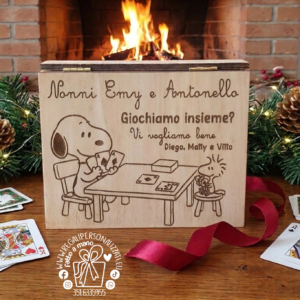 Carte da gioco con scatola in legno personalizzata - Snoopy