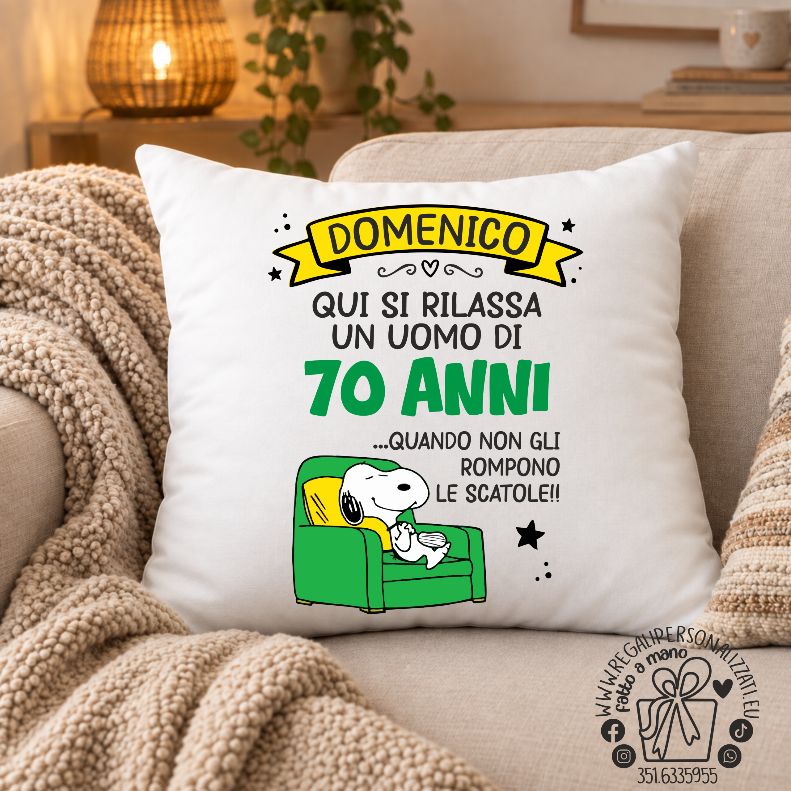 CUSCINO - Compleanno qui si rilassa... Snoopy