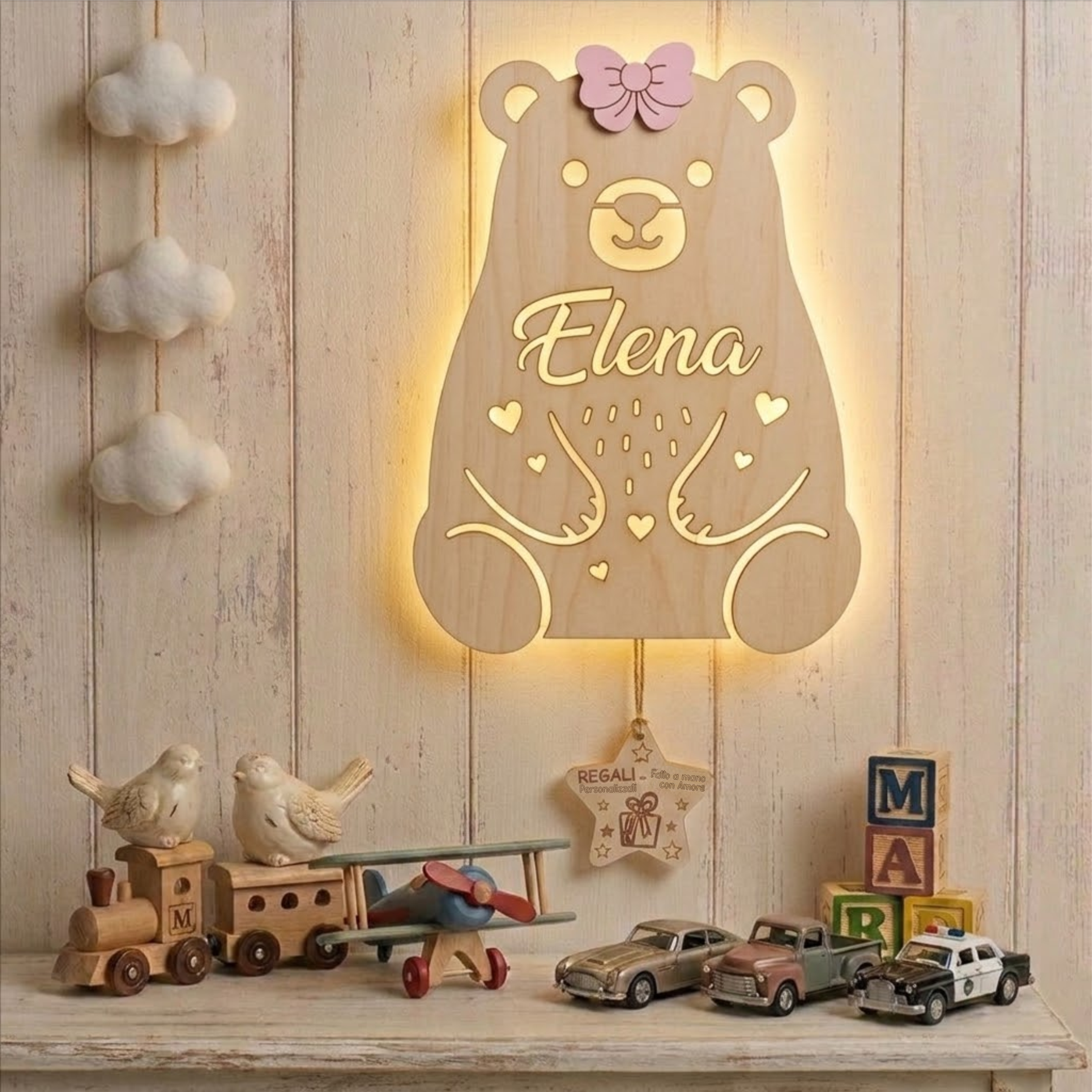 Lampada Orsetto personalizzata con nome – Maschietto o Femminuccia - immagine 2