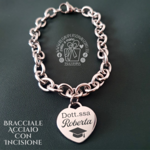 Bracciale acciaio cuore - Laurea