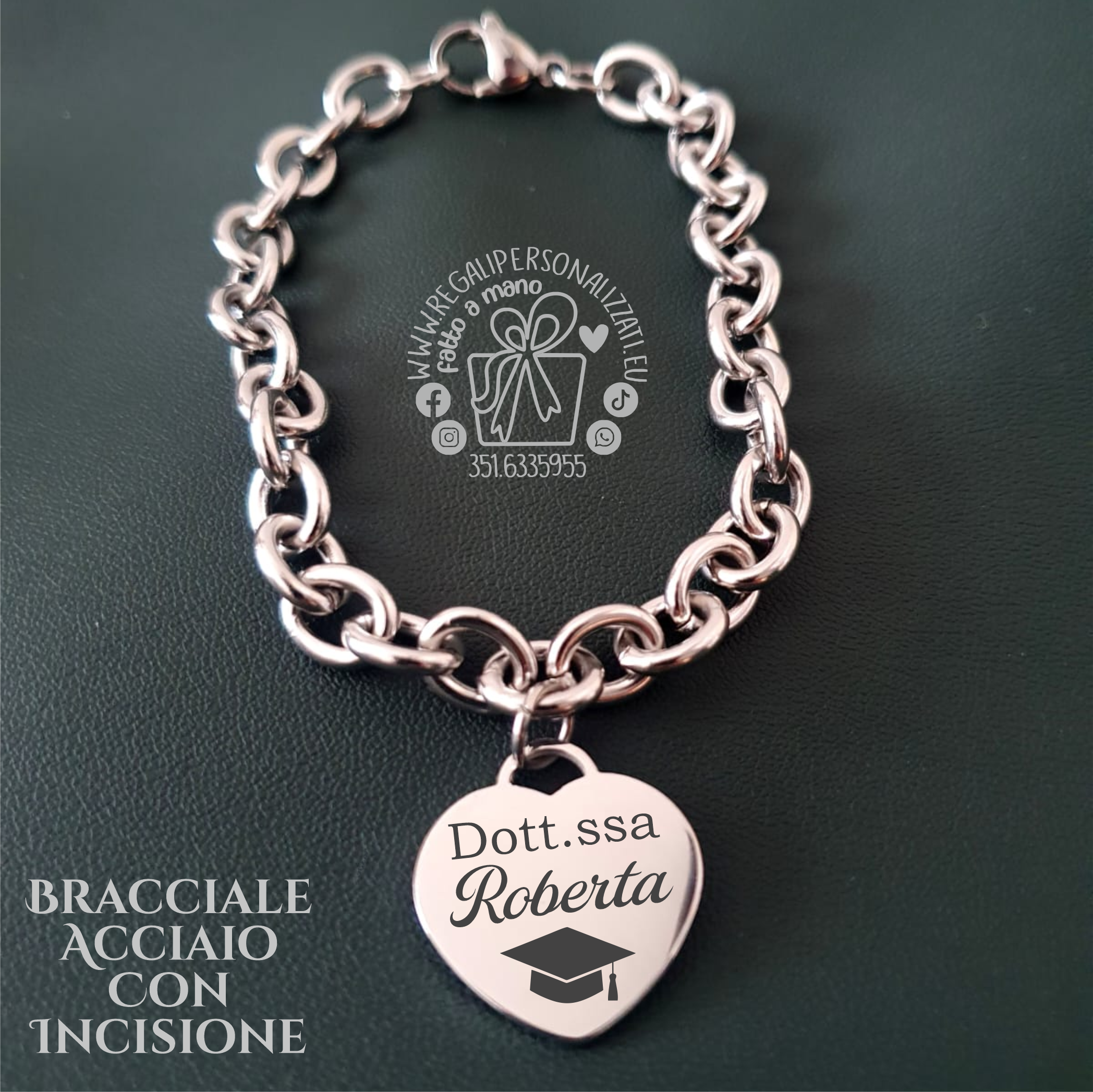 Bracciale acciaio cuore - Laurea