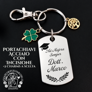 Portachiavi acciaio rettangolare - Laurea