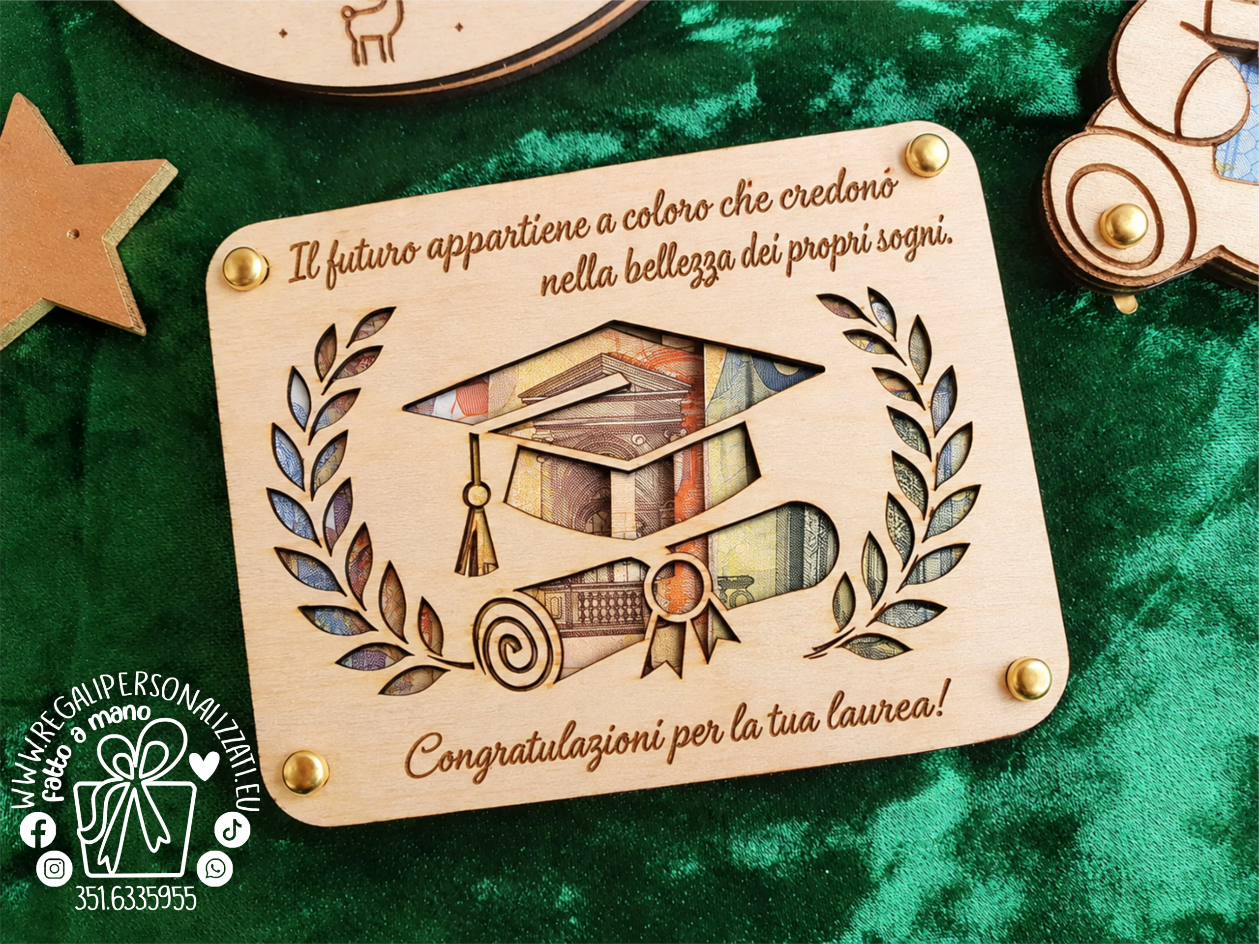 Portasoldi in legno - Laurea
